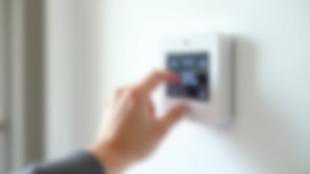 Main ajuste le thermostat de chauffage sur un mur blanc