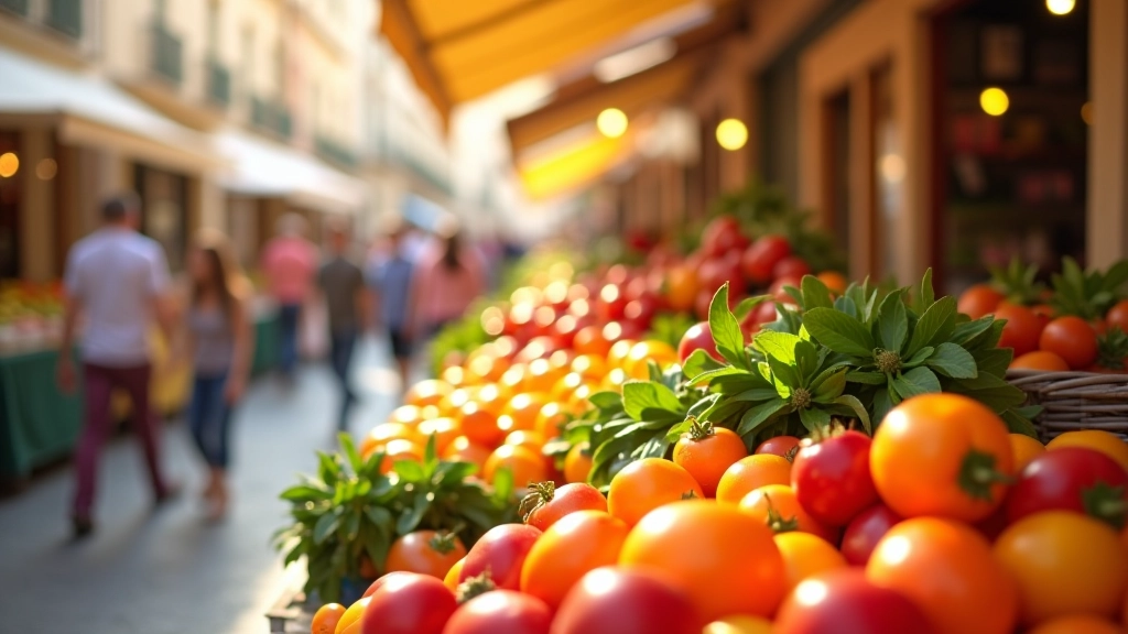 Marché provençal avec étalages de fruits et légumes frais à Marseille